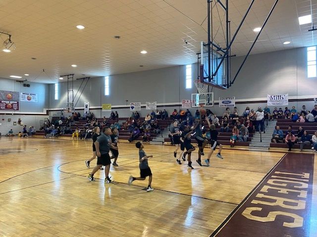 Indoor basketball game at MHS gymnasium