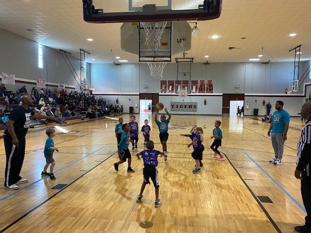 Youth basketball game at Tigers gymnasium